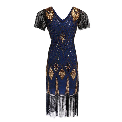 Robe Femme Roaring 1920s Flapper Dress Gatsby Party Charleston Sequined Cocktail Weeding Beaded Tassel Dresses Banquet Costumes