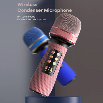 ALLOYSEED Karaoke Wireless Bluetooth-Compatible Microphone Handheld Music Singing Mic+FM+Voice Changing Audio Speaker Player