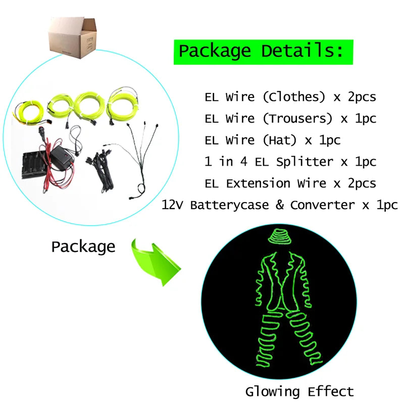 EL Suits Nouveauté Mode Vêtements LED/EL Costumes Lumineux Accessoires de Danse Lumineux Vêtements Hommes pour Décoration DIY de Vacances Vente Chaude