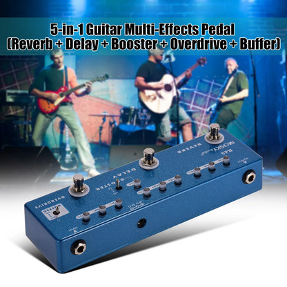 MOSKY-Pédale JEMulti Effects RC5, 6 en 1, Réverbération, Chœur, Distortion, Overdrive, Booster, Full Metal Shell
