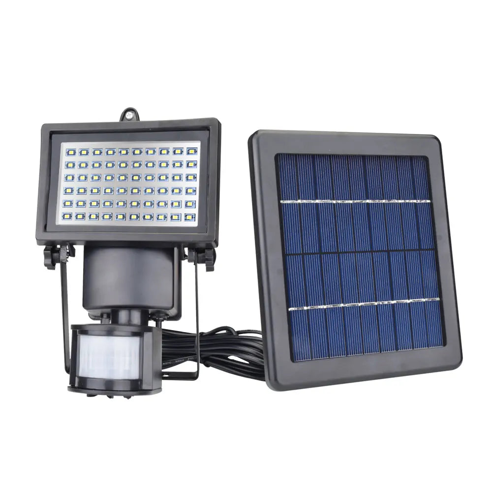 IP65 60 LED Lampe de jardin solaire Capteur de mouvement Lumière d'inondation de sécurité 80 Lumières solaires Batterie Corps en plastique Paysage Solaire
