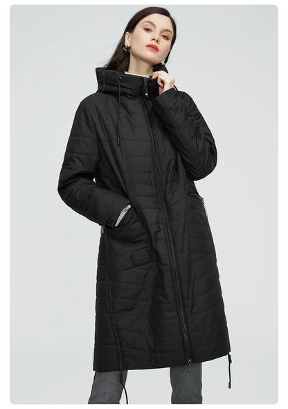 GASMAN 2022 Spring Autumn Jacket Women fashion casual long parka coat padded female stand-up Collar hooded ladies jackets 81858