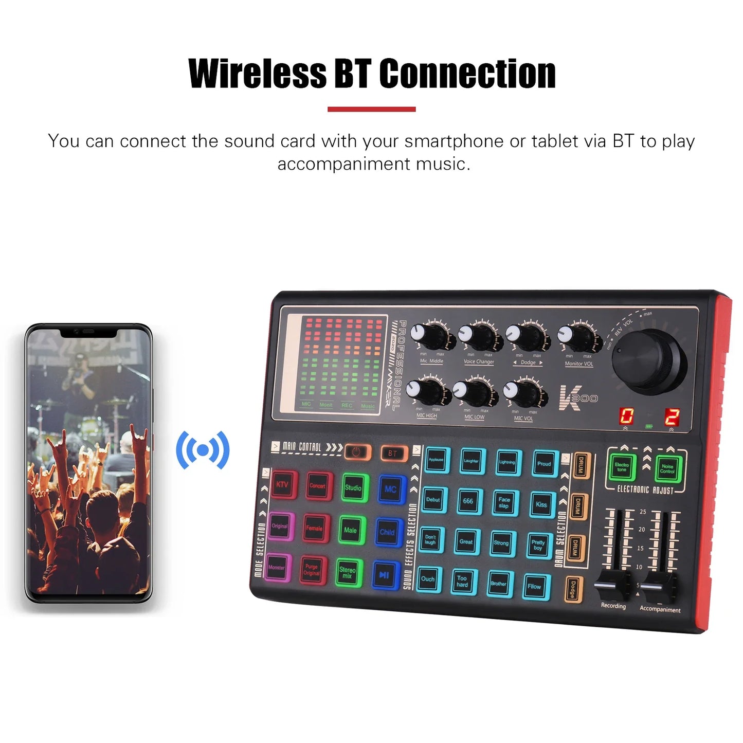 Muslady-Carte son SK300 Live, changeur de voix externe, centre commercial audio, batterie aste intégrée, effets sonores multiples