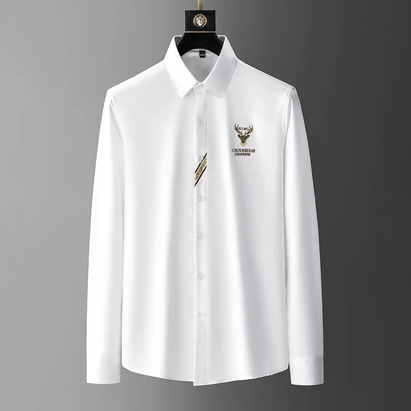 Spring New Men's Shirt Fashion Slim  Long Sleeves Casual Simple 2022