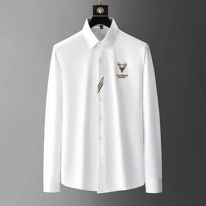 Spring New Men's Shirt Fashion Slim  Long Sleeves Casual Simple 2022
