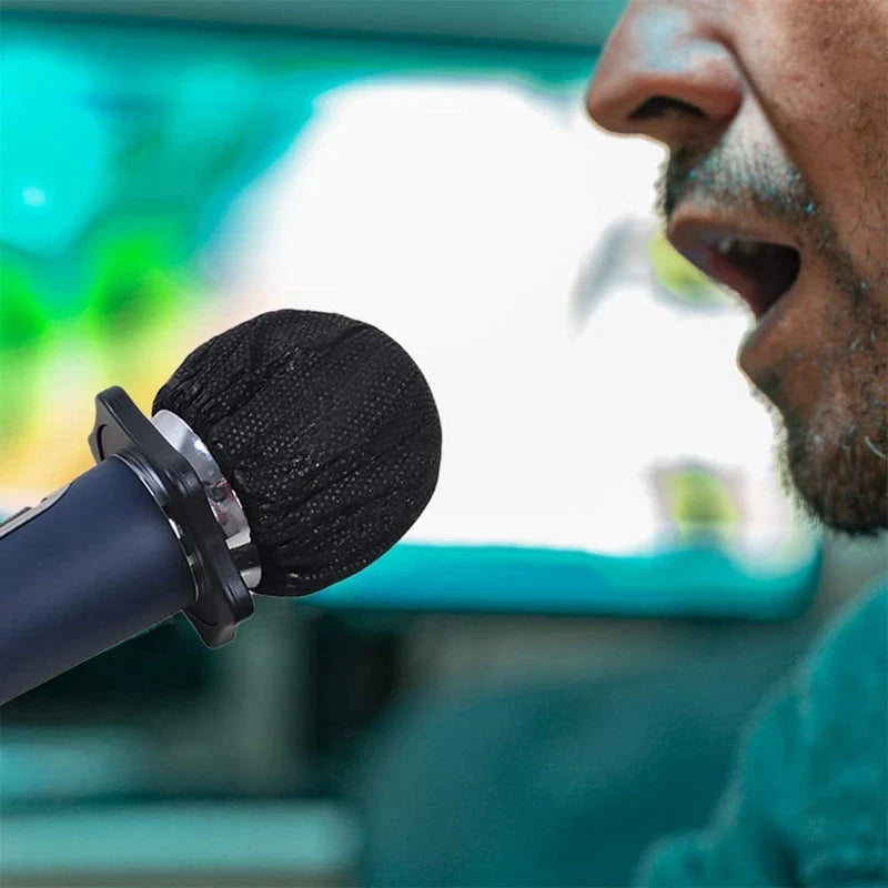 100 Pièces Housse de Microphone Jetable, Pare-brise Microphone, Capuchon de Protection Microphone Portable pour Karaoké