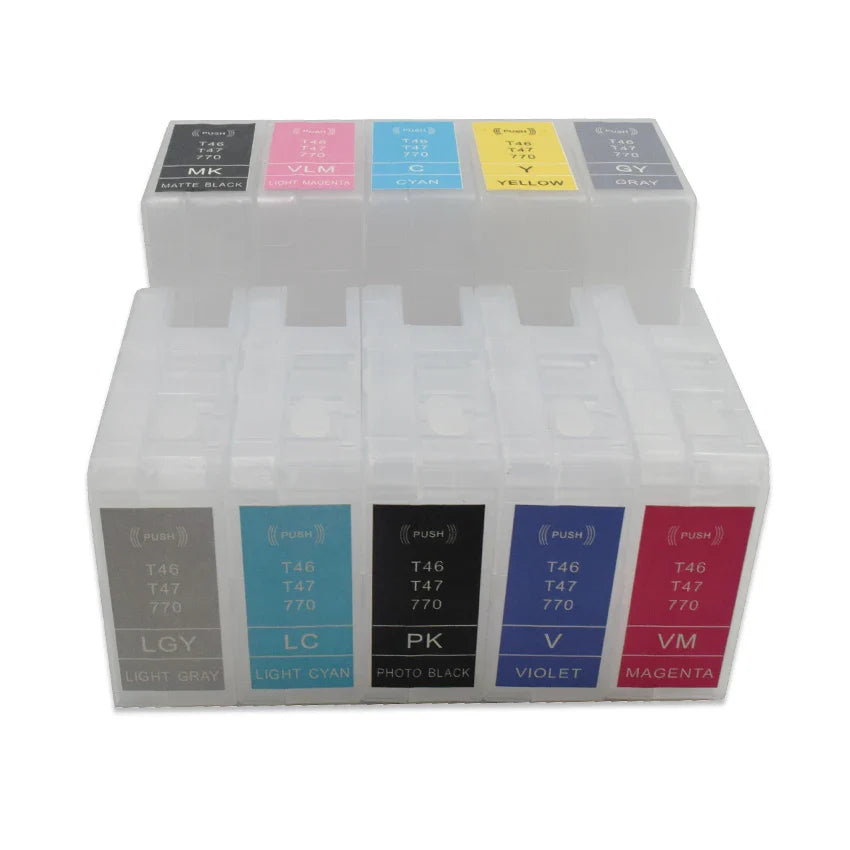 60ML 10Colors Empty Refillable Ink Cartridge For Epson Surecolor SC-P700 SC-P900 P908 P700 P900 T47A T46S Inkjet Printers