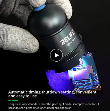 RELIFE RL-014A RL-014 Efficient UV Curing Lamp USB Adjustable Time Switch Portable Headlamp Bead Green Oil Glue Curing Tool