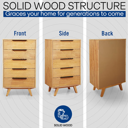 Acacia Harmony Dresser with 5 Drawers for Stylish Storage Solutions
