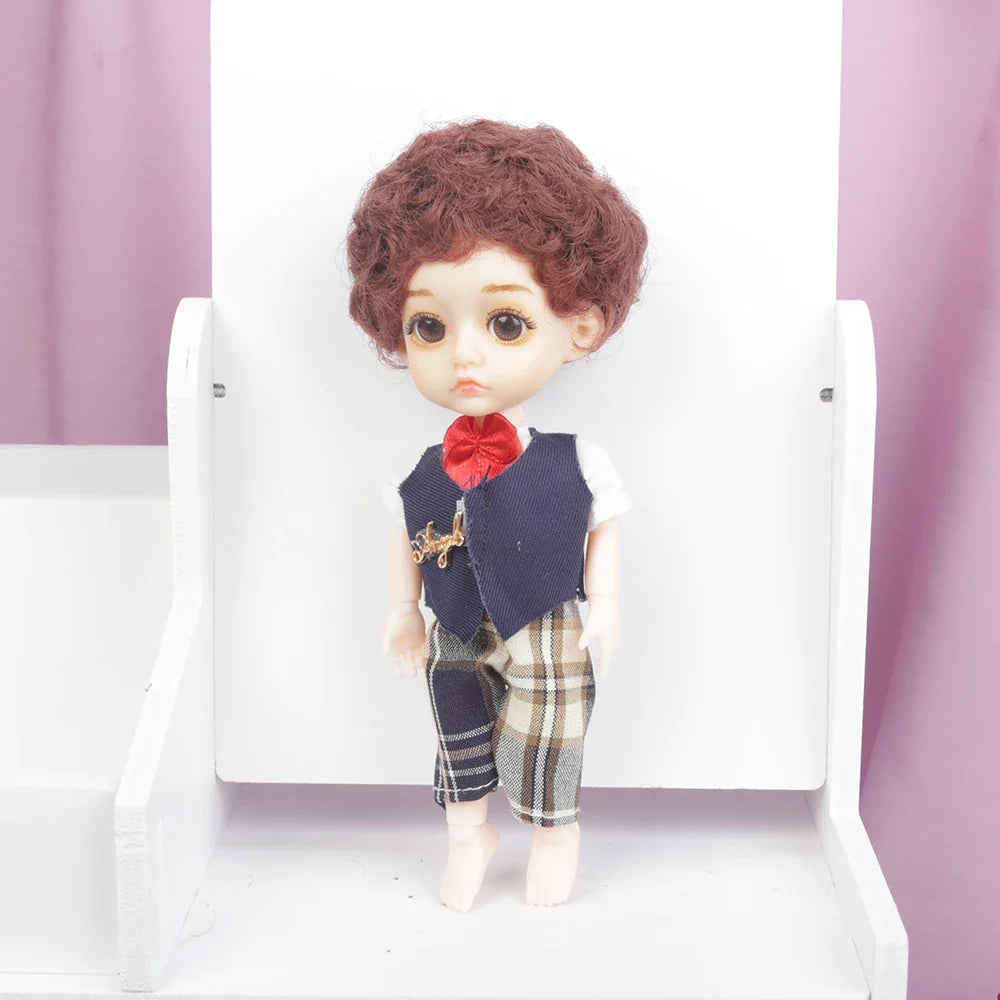Blue Eyes16cm BJD Doll 13 Moveable Joint Dolls Boy Short Hair BJD Dolls Muilt-type Face Make Up Toy Cartoon Dress Girls  Dolls