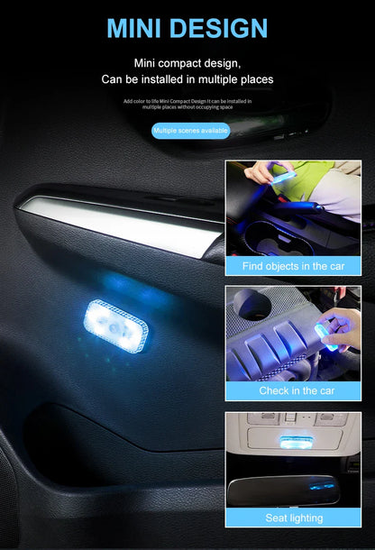 LED tactile lumière Mini sans fil voiture éclairage intérieur Auto toit plafond lampe de lecture pour porte pied coffre boîte de rangement USB charge
