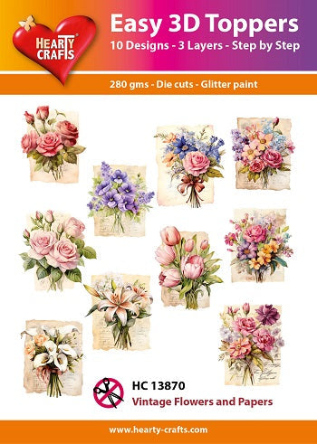 Décorations 3D faciles - Fleurs et papiers vintage