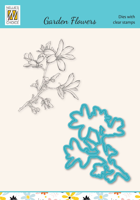 Nellie's Choice Die & Stamp Set - Garden Flowers Series - Magnolia-2