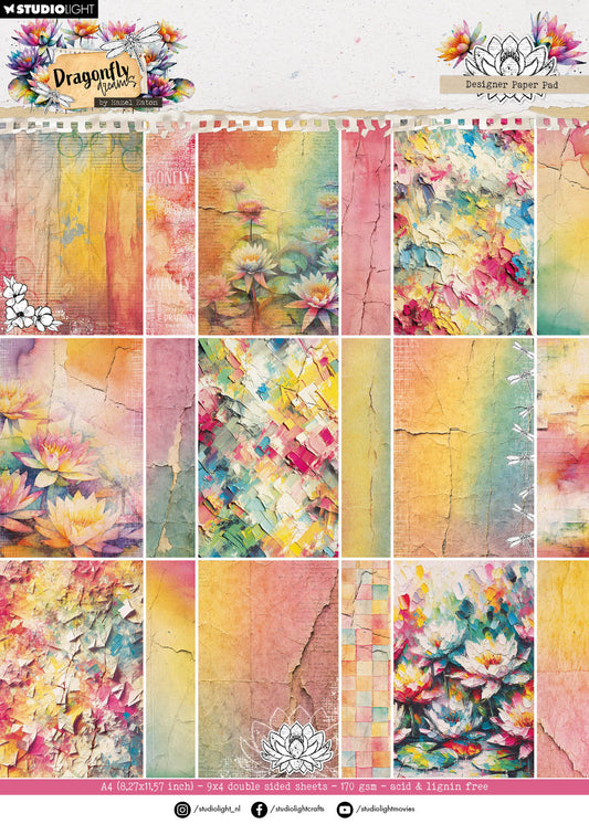 HE Designer Paper Pad Papiers de fond Dragonfly Dreams 210x294x9mm 36 feuilles