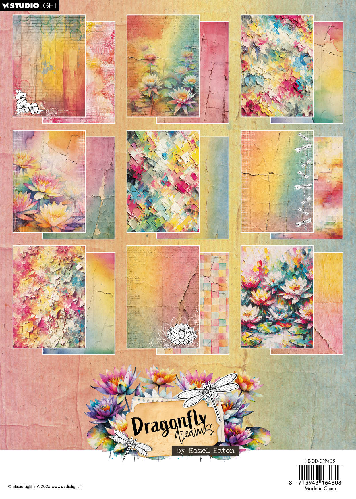 HE Designer Paper Pad Background Papers Dragonfly Dreams 210x294x9mm 36 Sheets