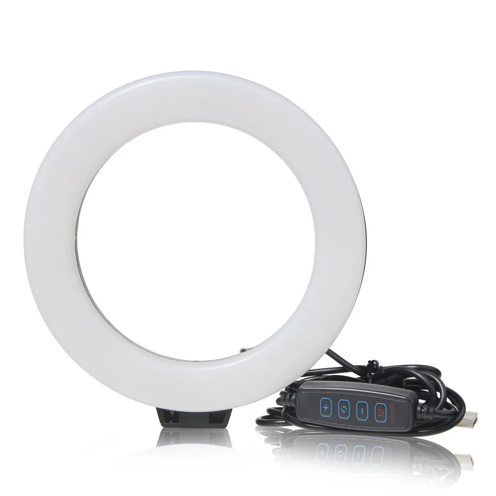 Mini Anneau Lumineux LED de 6 Pouces, Lampe Vidéo de Bureau, Prise USB, Éclairage de Photographie pour Youtube, Live, Vlog, Studio de Maquillage
