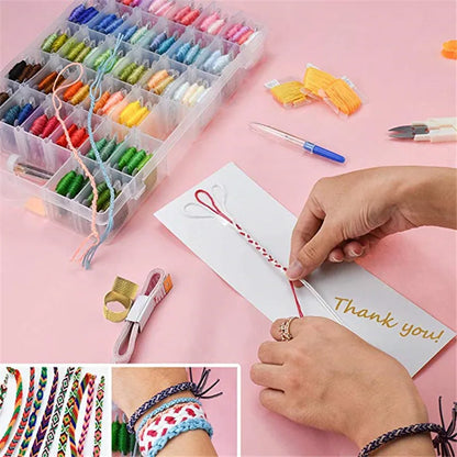 Embroidery Kit 50/150/200/250/450Pcs Cross Stitch Thread With Threader Bobbins Sewing Needles Storage Box Sewing Embroidery Kit
