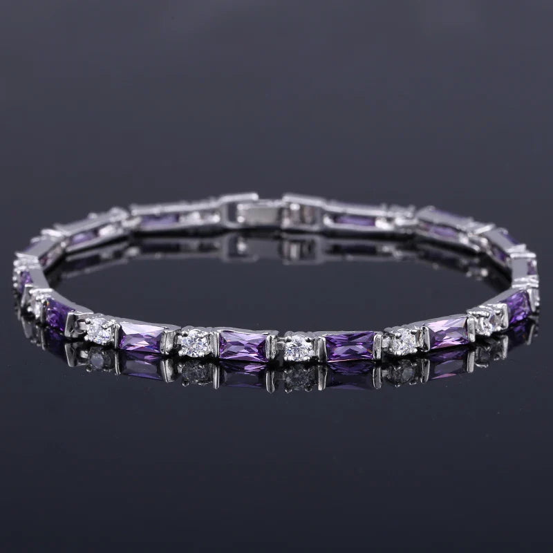 CWWZircons – bracelet de Tennis en cristal autrichien pour femme, breloque CZ, rouge, vert, bleu, cadeau de noël et de nouvel an, CB087