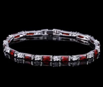 CWWZircons – bracelet de Tennis en cristal autrichien pour femme, breloque CZ, rouge, vert, bleu, cadeau de noël et de nouvel an, CB087