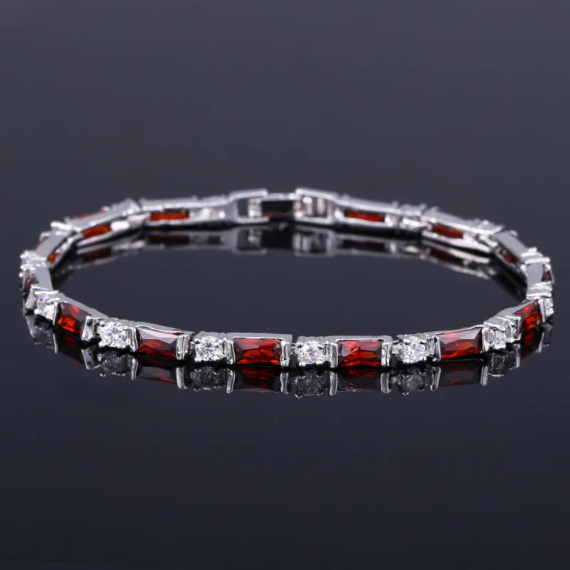 CWWZircons – bracelet de Tennis en cristal autrichien pour femme, breloque CZ, rouge, vert, bleu, cadeau de noël et de nouvel an, CB087