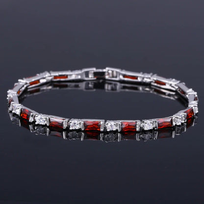 CWWZircons – bracelet de Tennis en cristal autrichien pour femme, breloque CZ, rouge, vert, bleu, cadeau de noël et de nouvel an, CB087