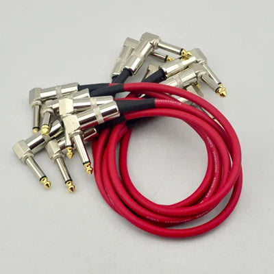6 X câble de pédale d'effets de guitare cordon de raccordement 30 cm avec connecteur à Angle droit 1/4 ''Jack 6.35mm pour pièces de guitare basse