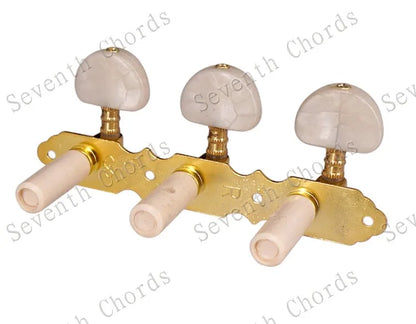 Un ensemble de cordes de guitare classique en or, chevilles de réglage, têtes de Machine avec perle blanche, grand bouton demi-cercle, accessoires