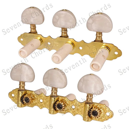 Un ensemble de cordes de guitare classique en or, chevilles de réglage, têtes de Machine avec perle blanche, grand bouton demi-cercle, accessoires