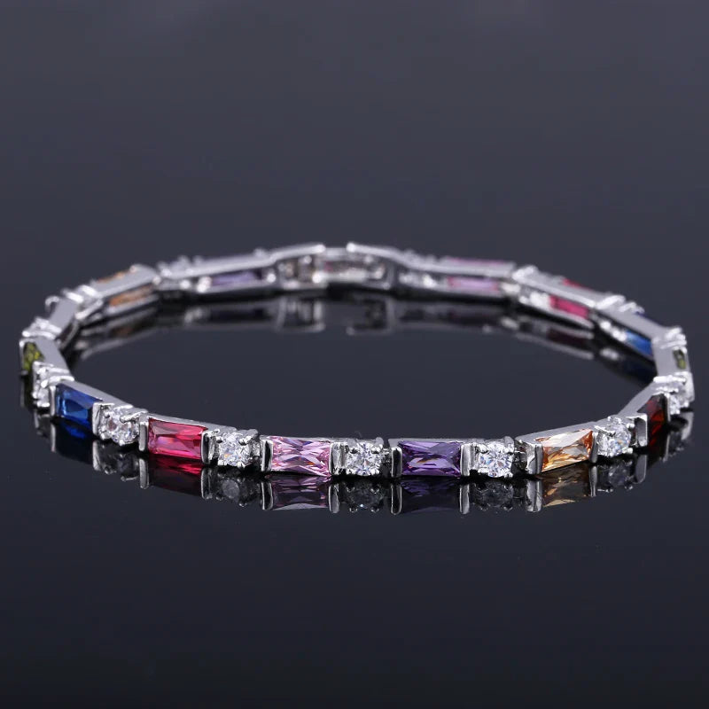 CWWZircons – bracelet de Tennis en cristal autrichien pour femme, breloque CZ, rouge, vert, bleu, cadeau de noël et de nouvel an, CB087