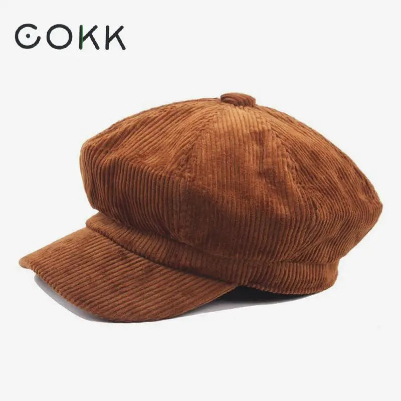 COKK-Casquette de Gavroche pour Femmes, Béret d'Automne Hiver, Chapeau Octogonal de Peintre, Chapeau Vintage Anglais, Gorras Boina Feminina