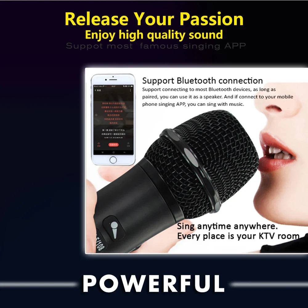 XIAOKOA L-698 15W Sans Fil Karaoké Microphone Bluetooth Haut-Parleur 4000mah 2 en 1 Déterminer Chanter et Statique KTV Lecteur pour iOS/Android