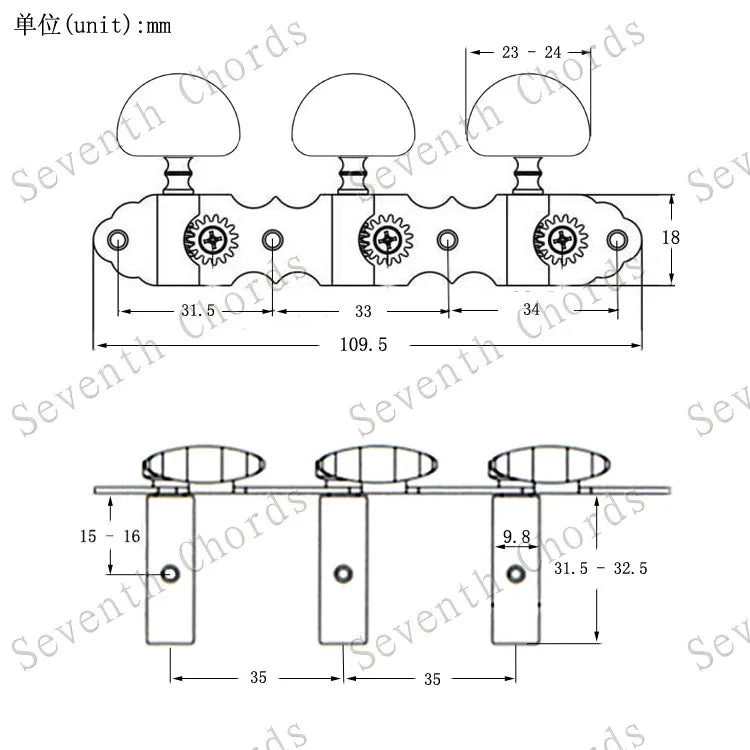 Un ensemble de cordes de guitare classique en or, chevilles de réglage, têtes de Machine avec perle blanche, grand bouton demi-cercle, accessoires