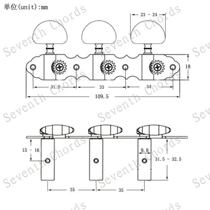 Un ensemble de cordes de guitare classique en or, chevilles de réglage, têtes de Machine avec perle blanche, grand bouton demi-cercle, accessoires