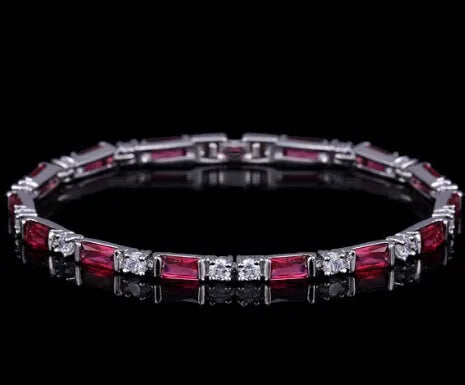 CWWZircons – bracelet de Tennis en cristal autrichien pour femme, breloque CZ, rouge, vert, bleu, cadeau de noël et de nouvel an, CB087