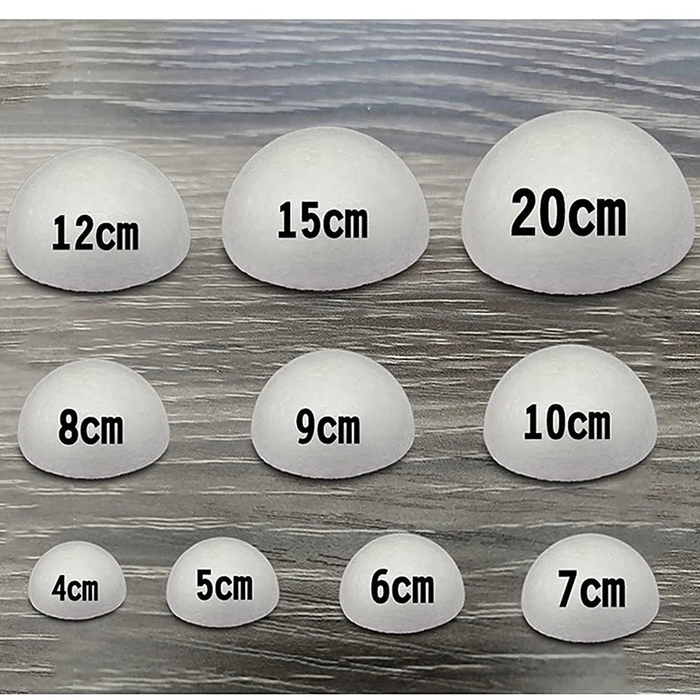 2/4pcs Half Round Solid Polystyrene Styrofoam Foam Balls for Christmas Kids Craft 20cm 7.87 inch 18cm 7.08 inch 15cm 5.905 inch