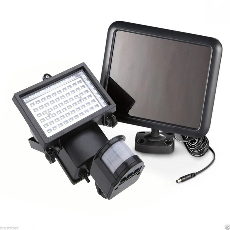 Projecteur avec capteur de corps solaire à infrarouge, 60 LED, Anti-vol, éclairage pour allée, Villa, Garage