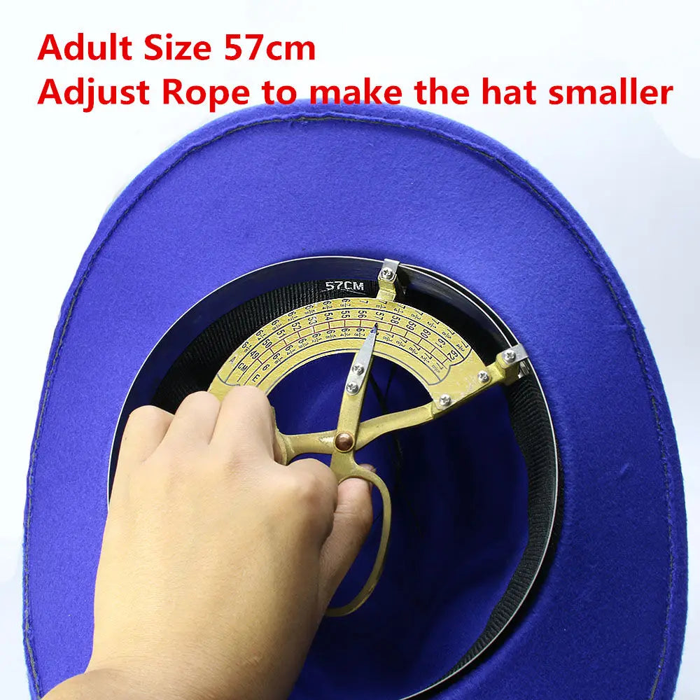 Bande de cuir à géométrie rétro Parent-enfant unisexe/enfant feutre à large bord Cowboy chapeau occidental Cowgirl Bowler Cap (61 cm/57 cm/54 cm)