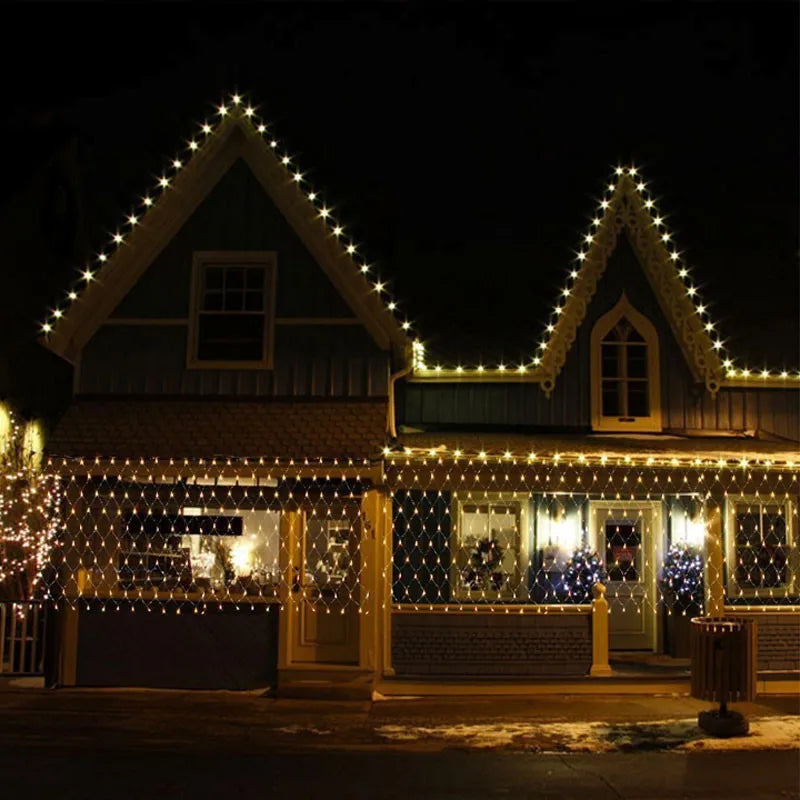 LED Net Christmas lights 3M x 2M 204LEDS AC110V/220V Led mesh LED Net lights string lights waterproof for Christmas New Year holidays