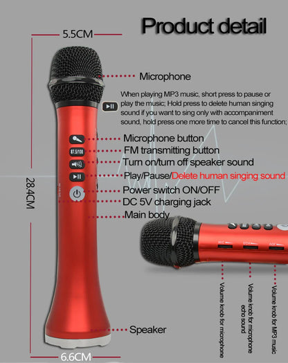 XIAOKOA L-698 15W Sans Fil Karaoké Microphone Bluetooth Haut-Parleur 4000mah 2 en 1 Déterminer Chanter et Statique KTV Lecteur pour iOS/Android