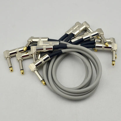 6 X câble de pédale d'effets de guitare cordon de raccordement 30 cm avec connecteur à Angle droit 1/4 ''Jack 6.35mm pour pièces de guitare basse