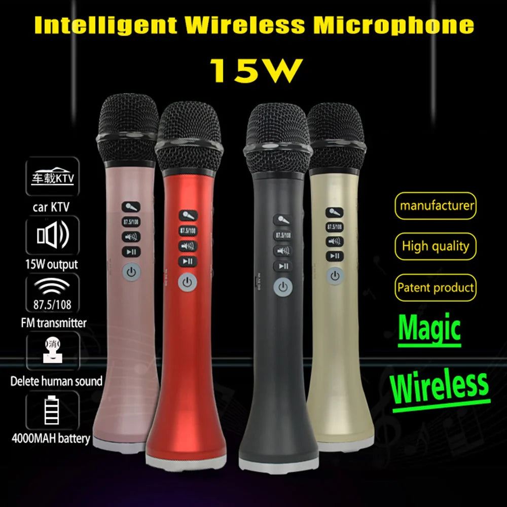 XIAOKOA L-698 15W Sans Fil Karaoké Microphone Bluetooth Haut-Parleur 4000mah 2 en 1 Déterminer Chanter et Statique KTV Lecteur pour iOS/Android