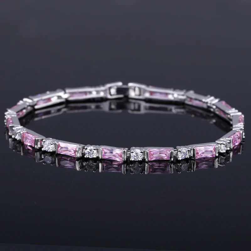 CWWZircons – bracelet de Tennis en cristal autrichien pour femme, breloque CZ, rouge, vert, bleu, cadeau de noël et de nouvel an, CB087