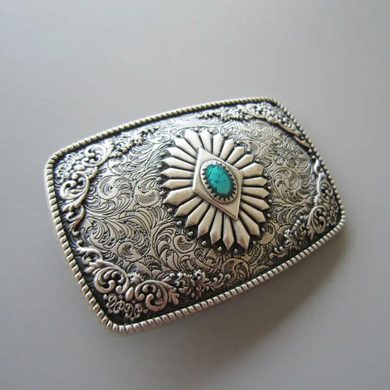 New Vintage Silver Plated Southwest Enamel Totem Rectangle Belt Buckle also Stock in US WT144SL