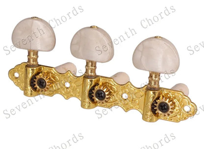 Un ensemble de cordes de guitare classique en or, chevilles de réglage, têtes de Machine avec perle blanche, grand bouton demi-cercle, accessoires