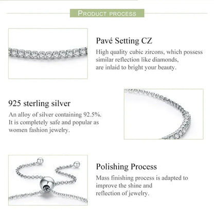 Sterling Silver CZ Tennis Bracelet – 14K Gold Plated Adjustable