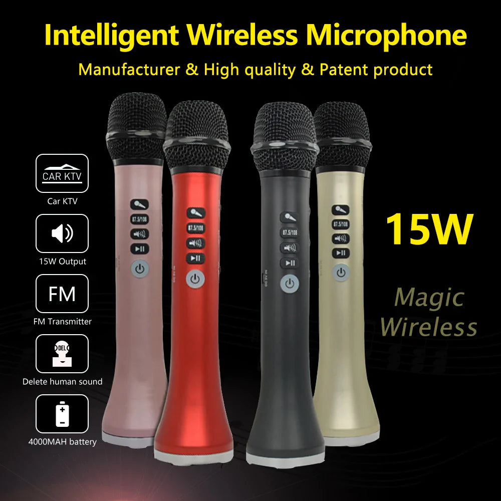 XIAOKOA L-698 15W Sans Fil Karaoké Microphone Bluetooth Haut-Parleur 4000mah 2 en 1 Déterminer Chanter et Statique KTV Lecteur pour iOS/Android