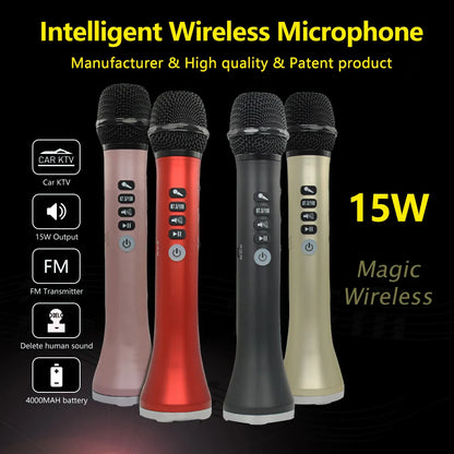 XIAOKOA L-698 15W Sans Fil Karaoké Microphone Bluetooth Haut-Parleur 4000mah 2 en 1 Déterminer Chanter et Statique KTV Lecteur pour iOS/Android