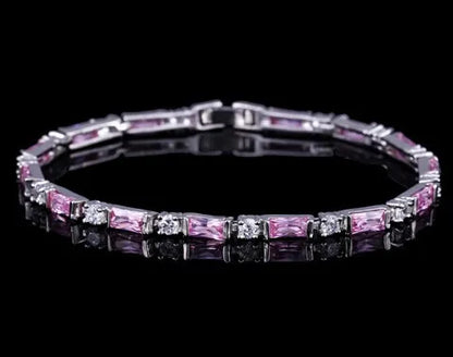 CWWZircons – bracelet de Tennis en cristal autrichien pour femme, breloque CZ, rouge, vert, bleu, cadeau de noël et de nouvel an, CB087
