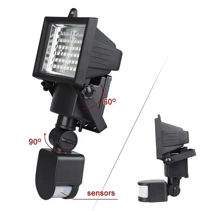 Projecteur avec capteur de corps solaire à infrarouge, 60 LED, Anti-vol, éclairage pour allée, Villa, Garage