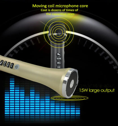 XIAOKOA L-698 15W Sans Fil Karaoké Microphone Bluetooth Haut-Parleur 4000mah 2 en 1 Déterminer Chanter et Statique KTV Lecteur pour iOS/Android